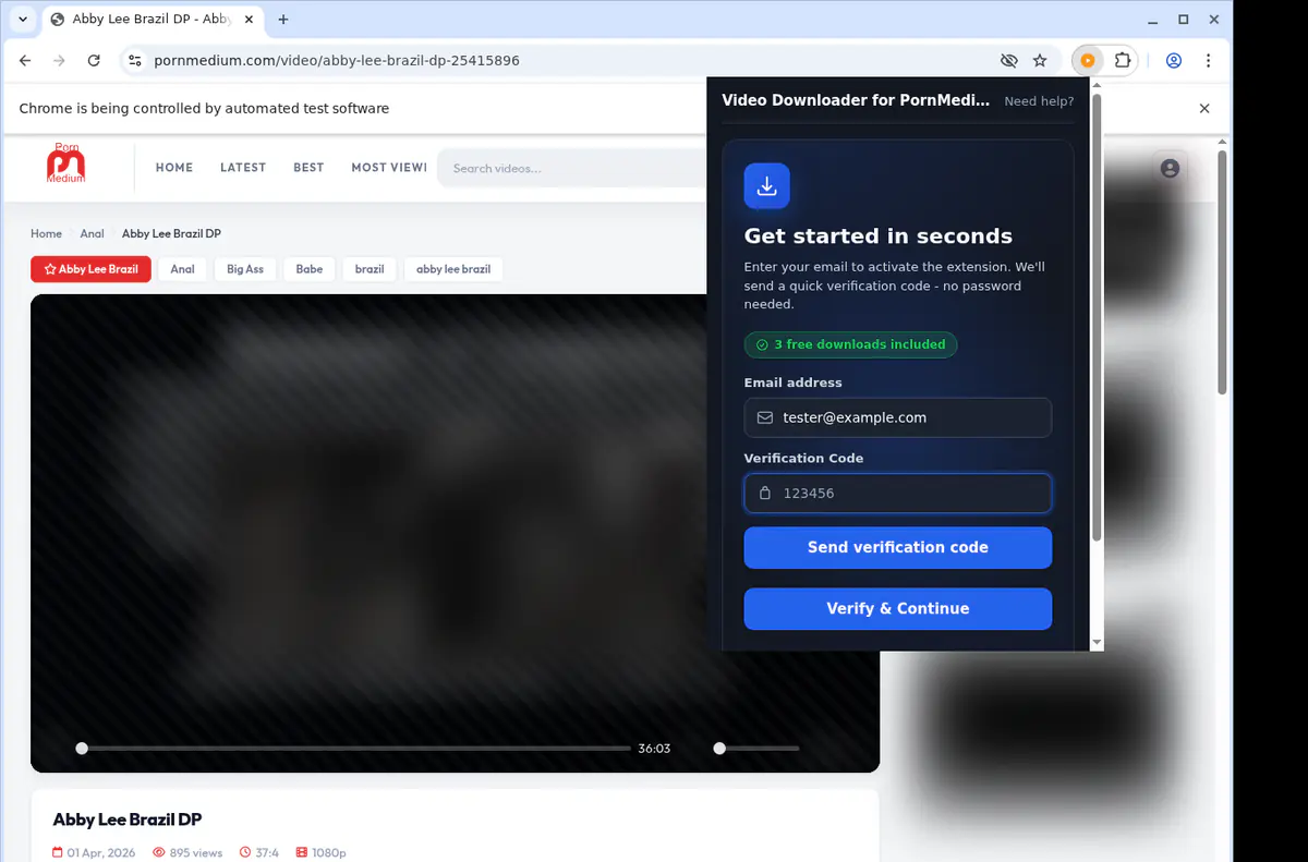 Pornmedium Video Downloader browser extension screenshot 4